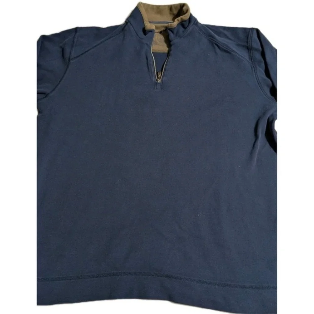 Tommy Bahama 100%‎ Pima Cotton Quarter-Zip Pullover – Navy, Medium
